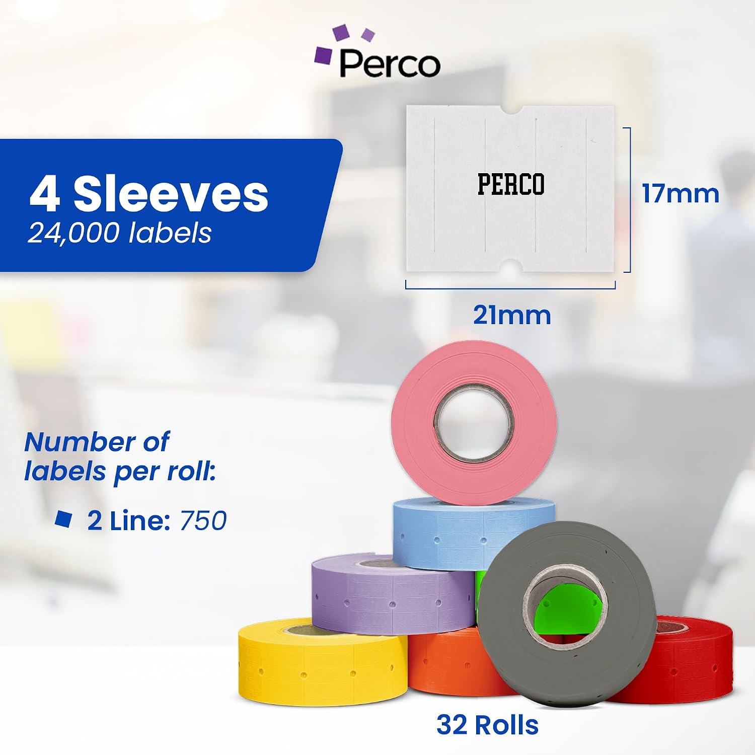 Custom Price and Date Labels - 24,000 Price Marking Labels for Perco Pro 2 Line Guns - Choose Color, Font and Imprint - 32 Rolls, 4 Sleeves - Made in USA