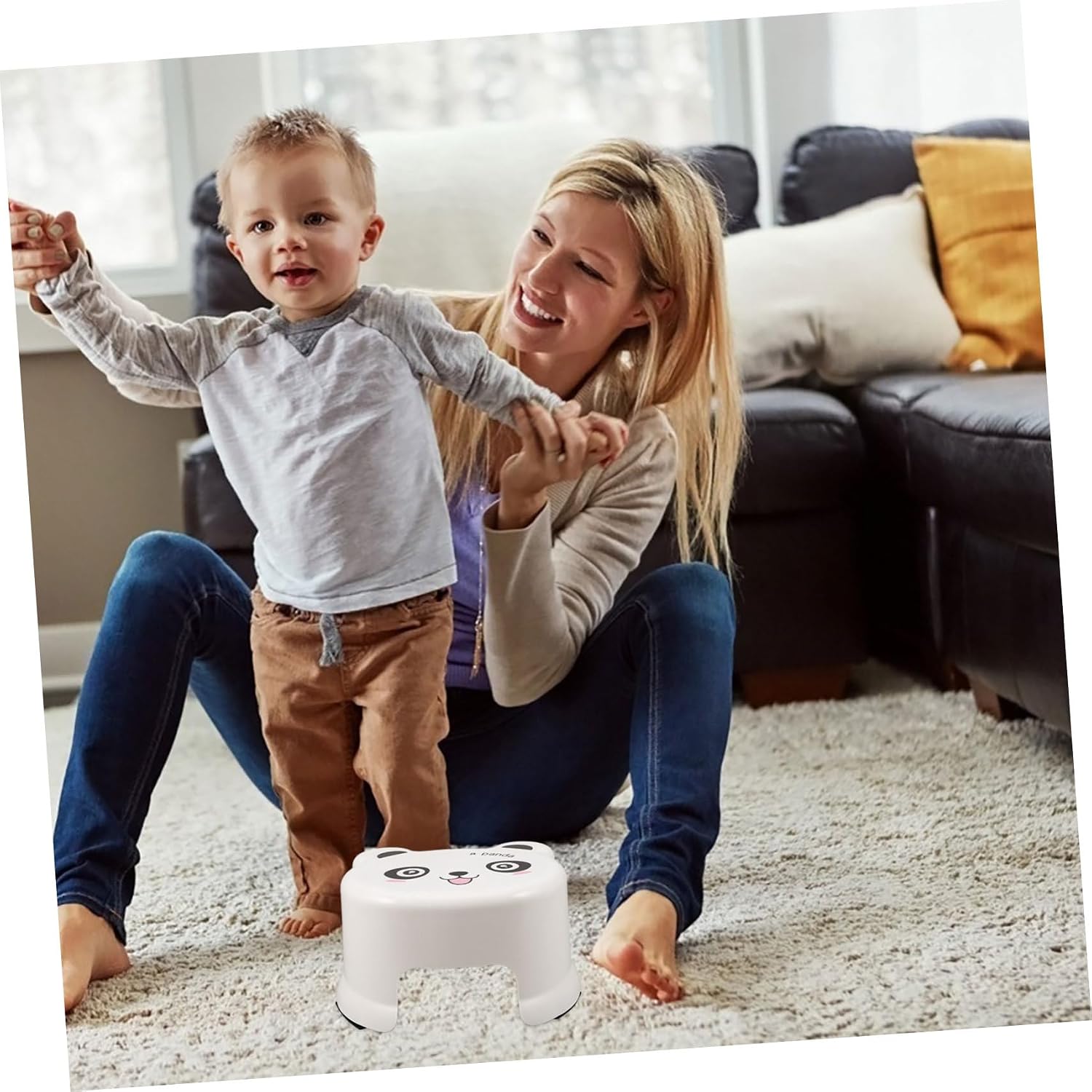 Mobestech Non Slip Cartoon Plastic Step Stool for Bathroom and Kitchen Lightweight Shower and Potty Training Stool with Design Slip Base Childs Seat for Versatile Indoor Use