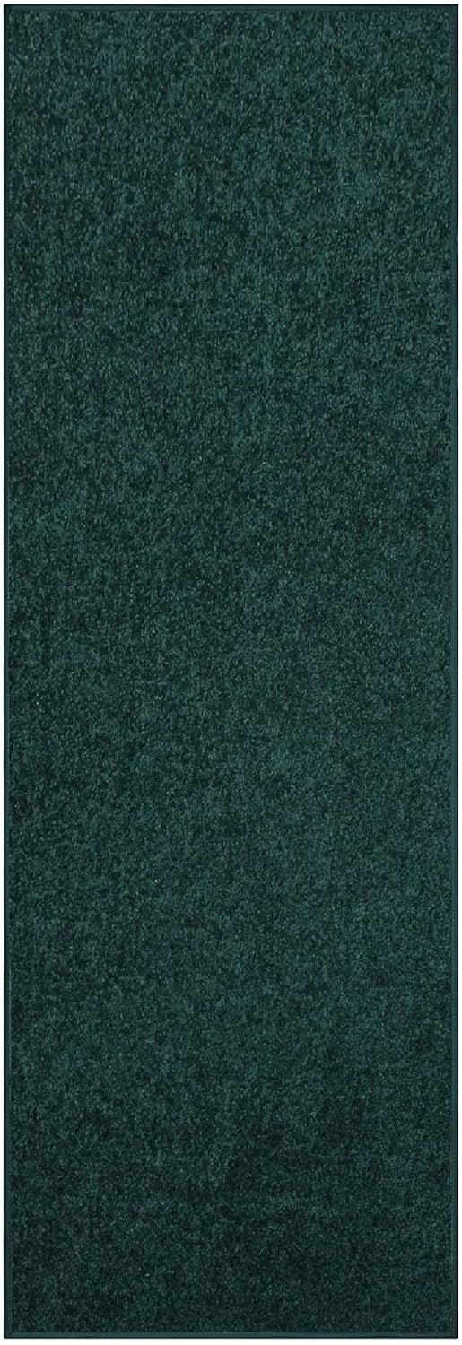 Ambiant Pet Friendly Solid Color Area Rugs Forest Green - 2' x 12' Runner, Indoor, Stain Resistant, Perfect for Living Room, Bedroom, Dining Room, Entryway, Doorway, Pet & Kids Friendly Rug, Wedding