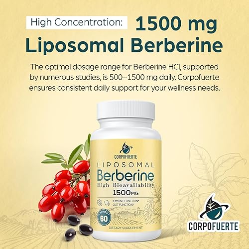 Miniatura 7 de Berberina liposomal HCl 1500 mg - Suplemento de berberina para mujeres y hombres (paquete de 1)