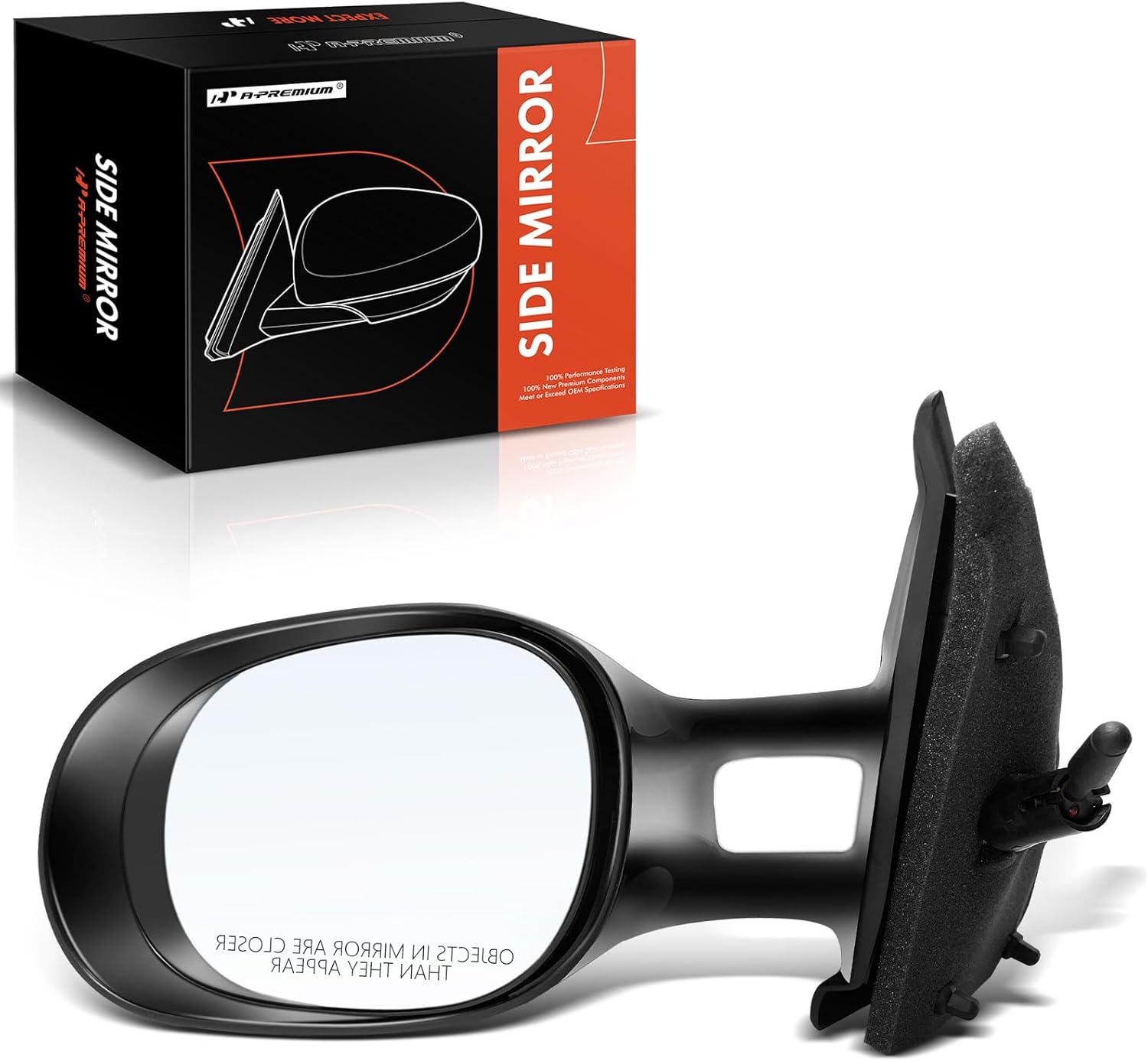 A-Premium Driver Side Manual Door Mirror - Compatible with Chrysler Cirrus 1995-2000 & Dodge Stratus 1995-2000 & Plymouth Breeze 1996-2000 - Non-Heated Manual Folding Black Outside Rear View Mirror