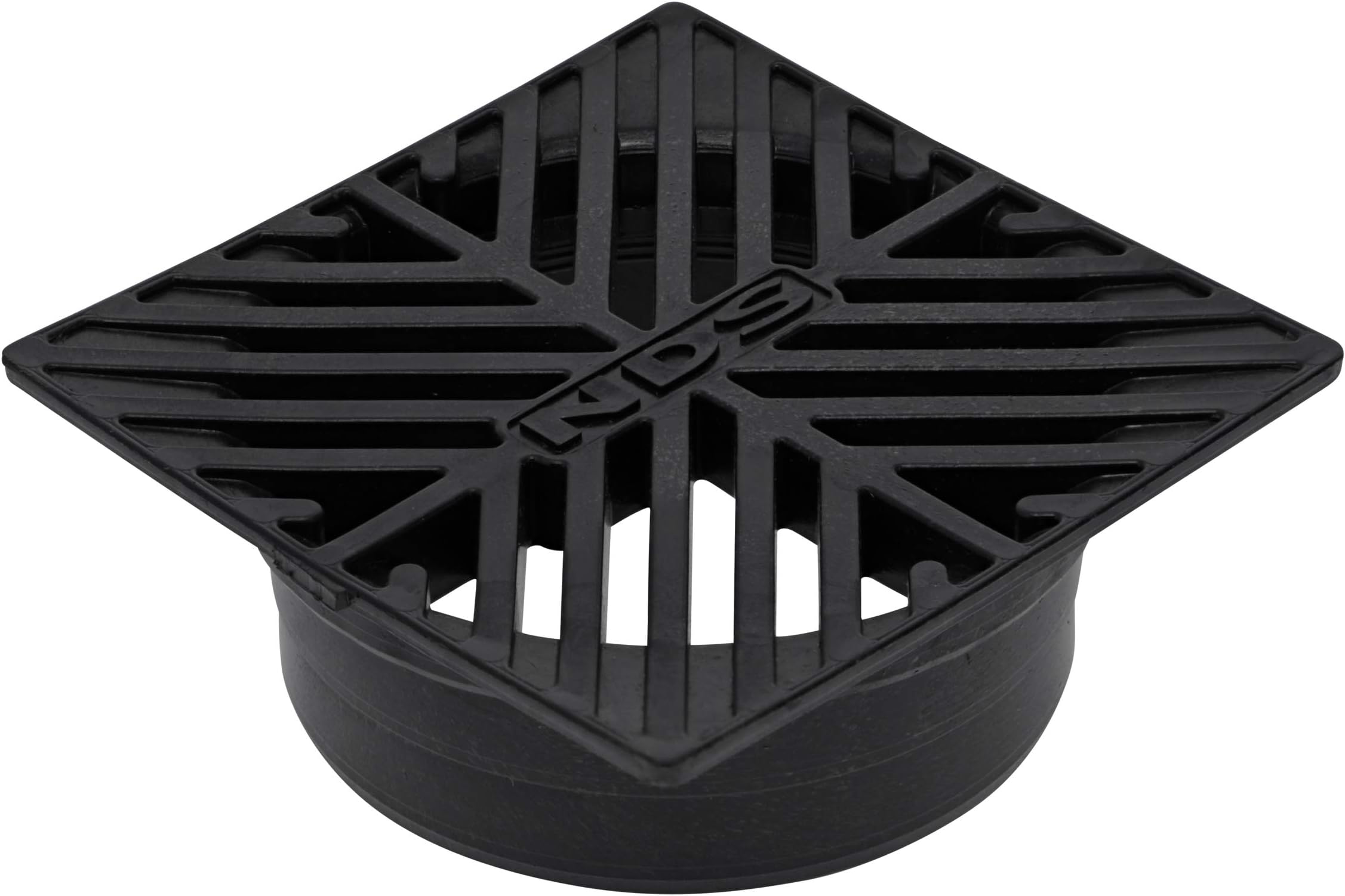 NDS 8, 4.5-Inch Square Grate, Connects to 4-Inch Drain Pipes and Fittings, for Small Lawns, Landscaping and Patios, Plastic, Black