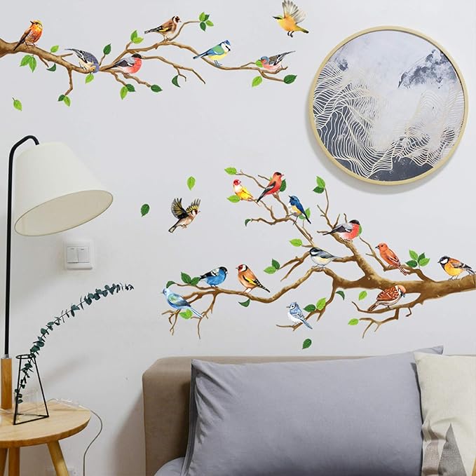 Calcomanía de pared DILIBRA colibrí en rama, 4 piezas, vinilo impermeable miniatura 3