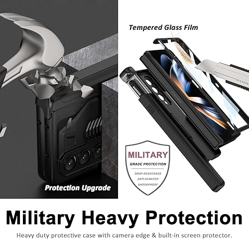 Miniatura 6 de Miimall Funda compatible con Samsung Z Fold 4, protección magnética de bisagra con soporte deslizante para bolígrafo, funda resistente para Galaxy Z