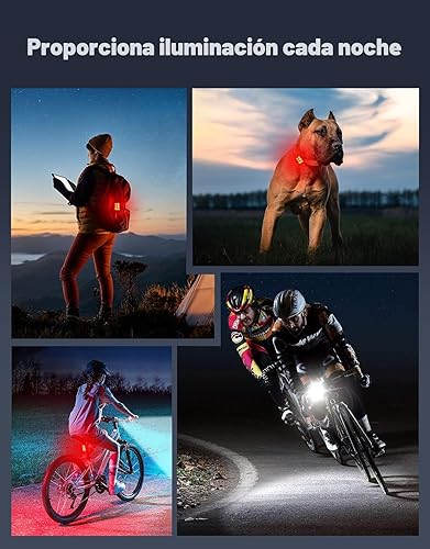 Miniatura 6 de Luces de bicicleta para conducción nocturna, luces de bicicleta recargables USB delanteras y traseras, luz impermeable IP65 para bicicleta, 4+6