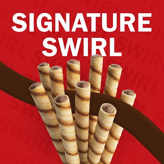 Pirouline Rolled Wafers Chocolate Hazelnut Rolled Wafer Sticks, Creme Filled Wafers, Rolled Cookies for Coffee, Tea, Ice Cream, Snacks, Parties, Gifts, and More 3.25oz Tin 4pk