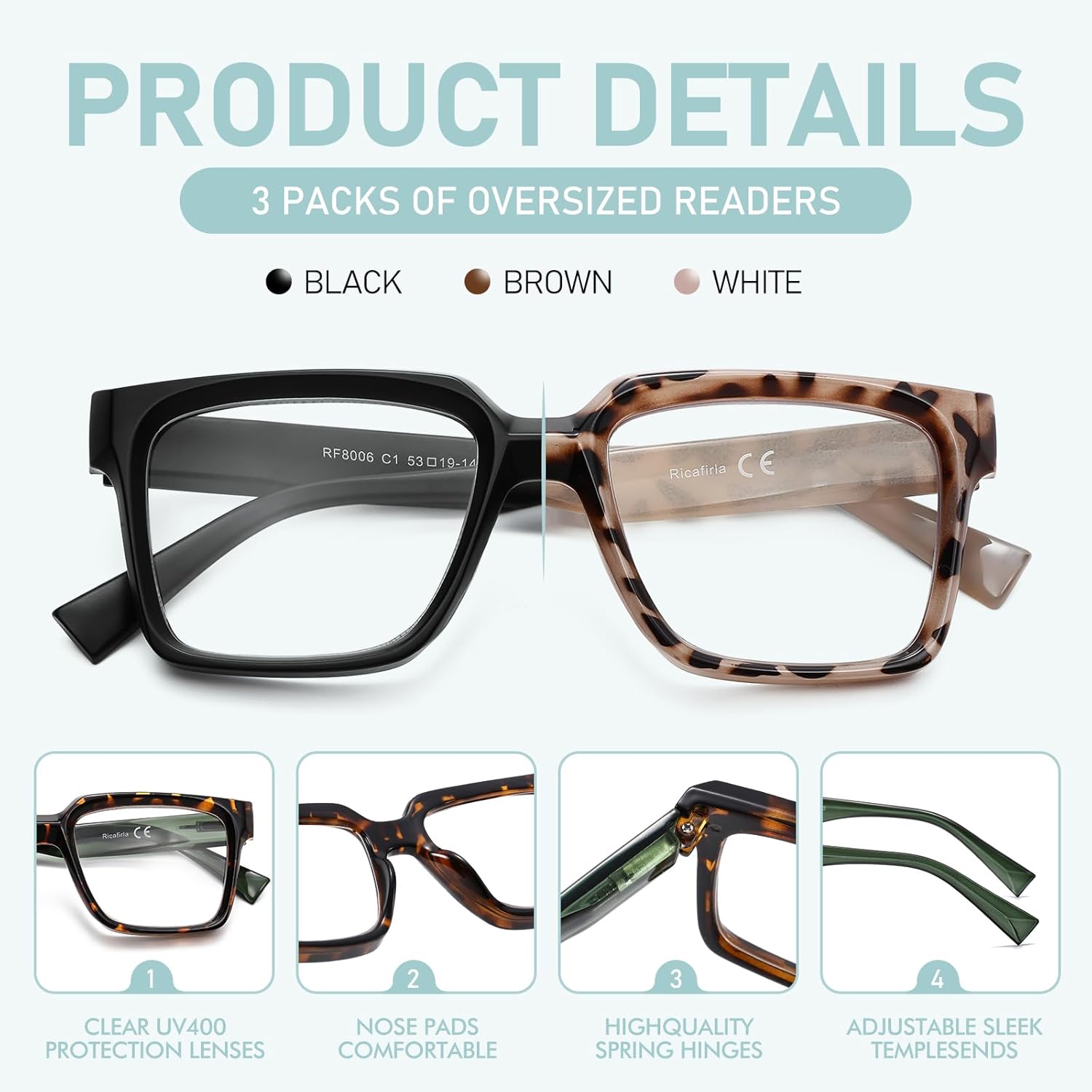 Oversized Reading Glasses Women Oprah Style Blue Light Blocking Computer Readers Designer Ladies Large Frame Square - Image 4