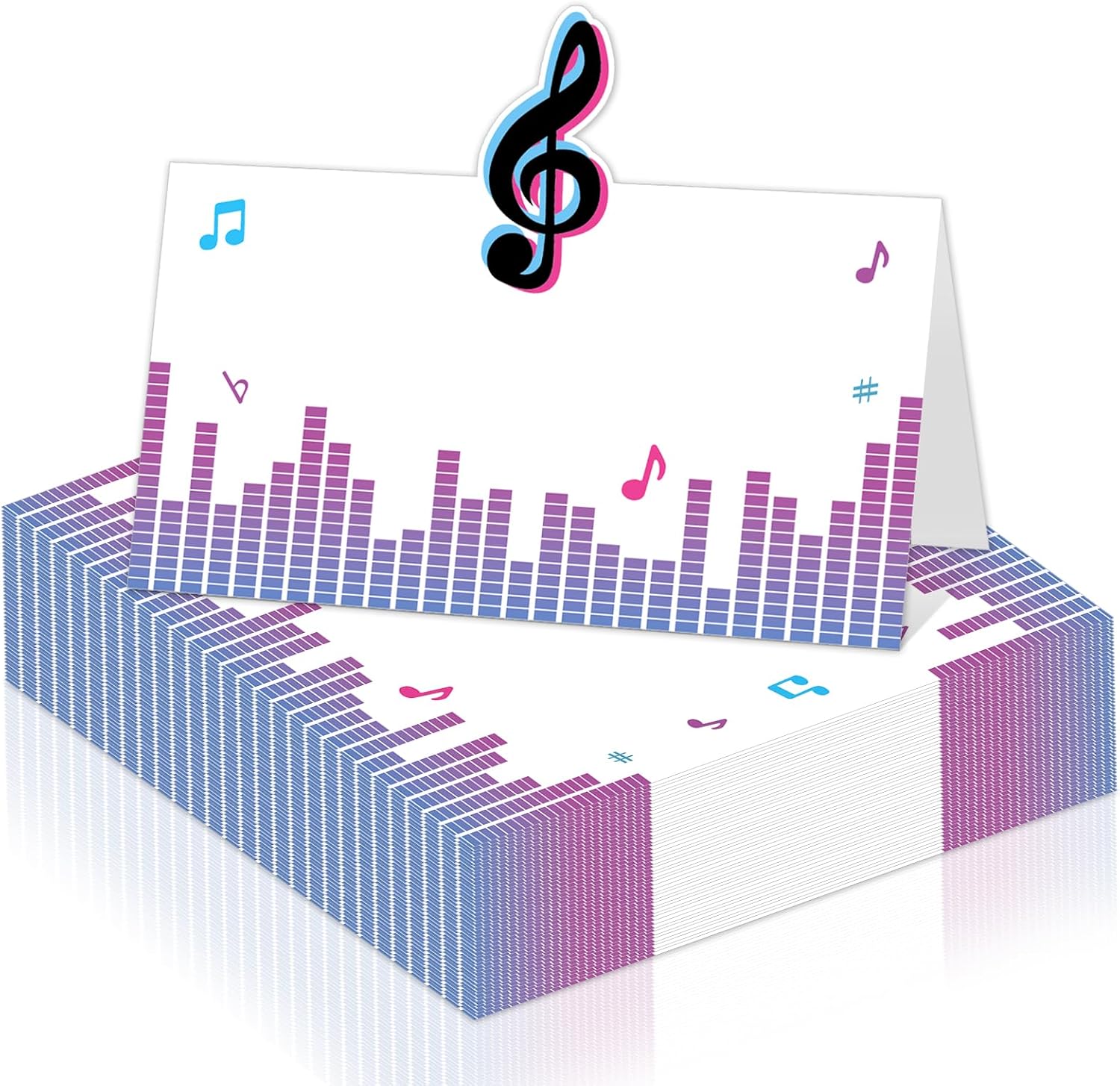 Music Notes Theme Table Place Cards Colorful Soundwave Design Folded Place Cards Decorations Seating Name Cards for Music Theme Birthday Decor Back to School Classroom Party Supplies