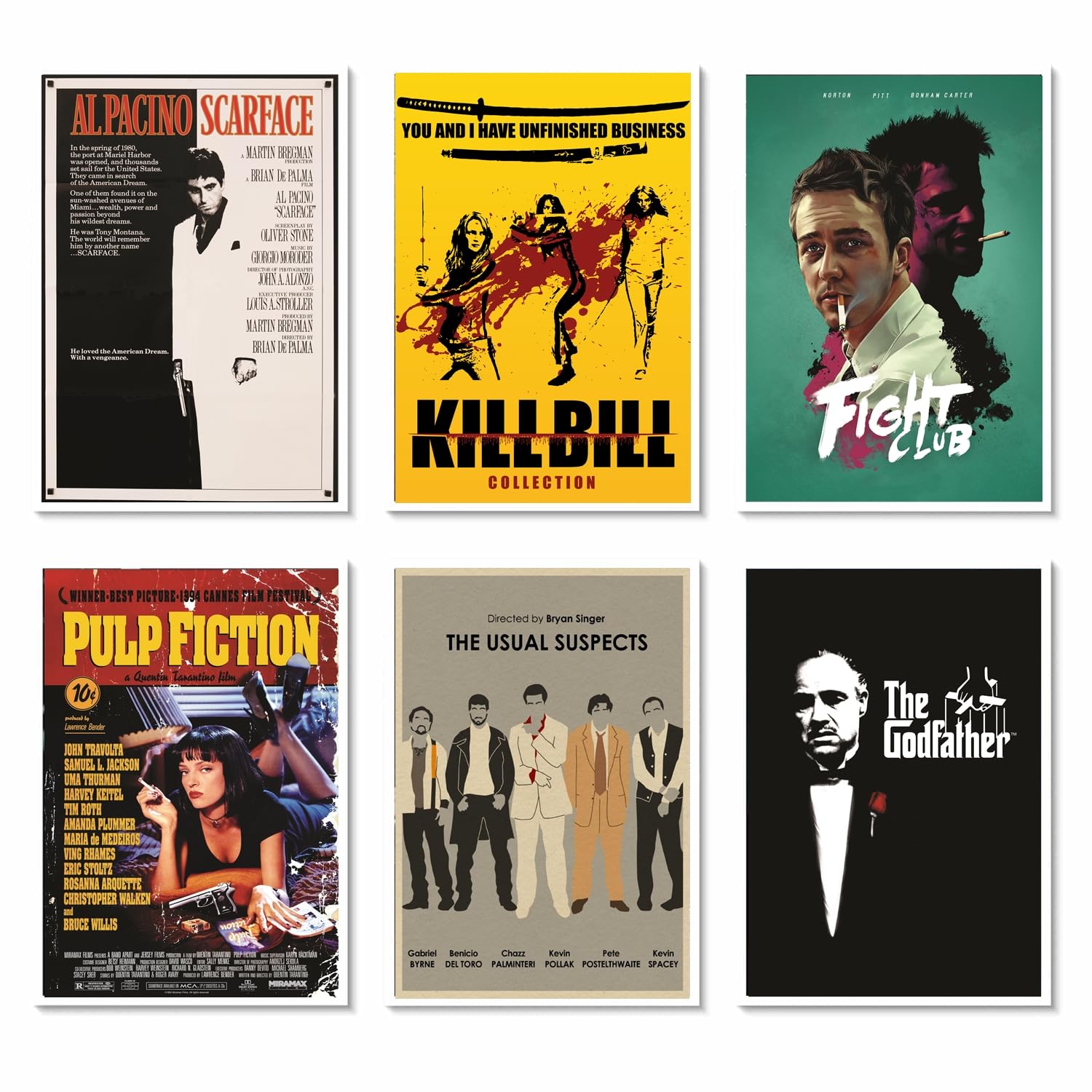 PIXELARTZ Wall Poster Classic Hollywood Movies Posters HD Quality, Perfect for Home, Office, Room, Decor Multicolor - Pack Of 6 | 12 x 18 | (Unframed)