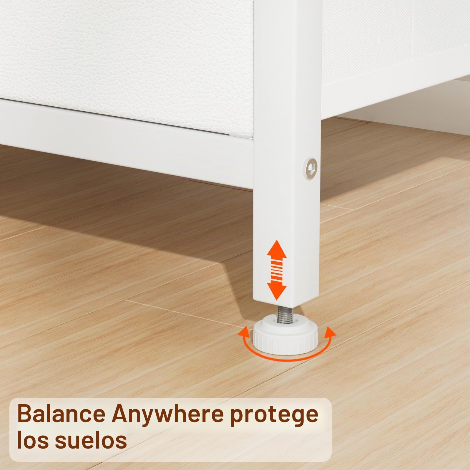 AMHANCIBLE Mesita de Noche, Mesitas de Noche con Estación de Carga, Mesa Auxiliar con 2 Cajones de Tela, 2 Tomas AC, 2 Puertos USB, Dormitorio, Salón, Estudio, Blanco, EHETS020WT-1