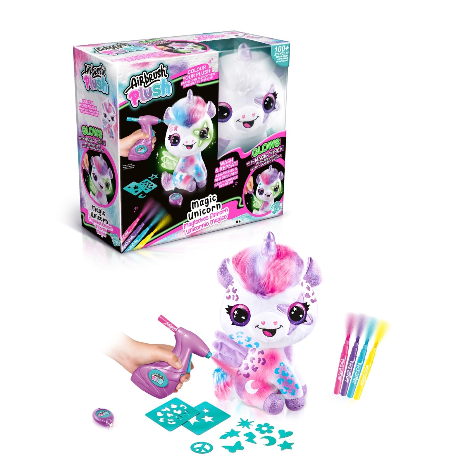 Airbrush Plush Unicorn Glow In The Dark, White