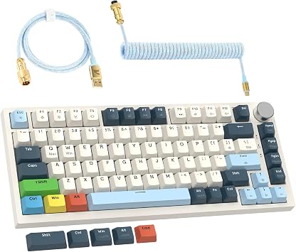 ATTACK SHARK K85 Rapid Trigger Gaming Keyboard مع كابل ملفوف، 82 مفتاحًا لوحة مفاتيح ميكانيكية سلكية، نقطة تشغيل التبديل المغناطيسي قابلة للتعديل، حشية، أغطية مفاتيح PBT، مقبض، لـ DKS/MT/TGL/PC/Mac