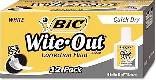 BIC WOFQD12WE Wite-Out Quick Dry Correction Fluid, 20 ml Bottle, White, 1/Dozen
