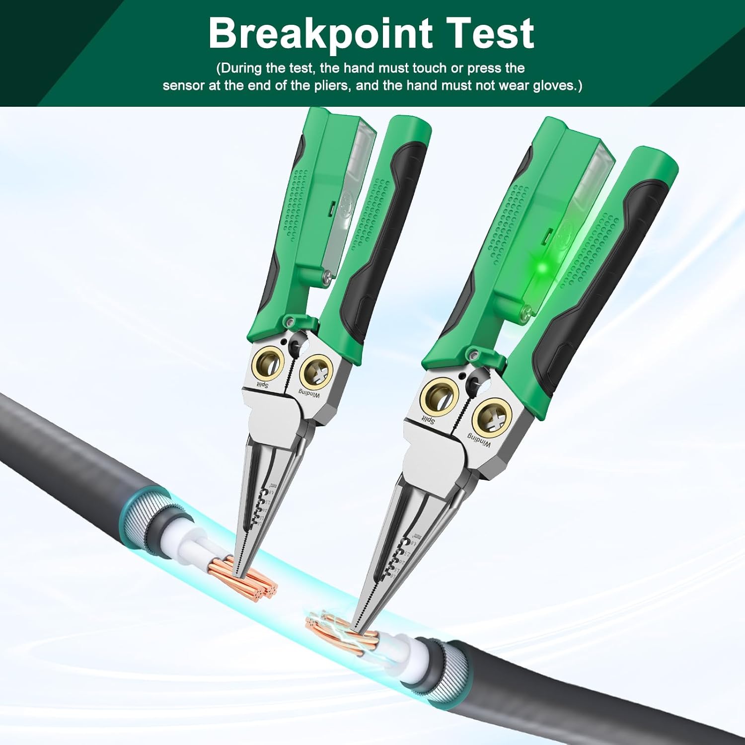 GADO Pro 8-in-1 Wire Stripper/Cutter with Voltage Tester & Dual Alarms - Heavy Duty 12-250V AC/DC Electrical Tester for Hot/Neutral Wires - Electrician, HVAC, Car Repair Tool (Green)