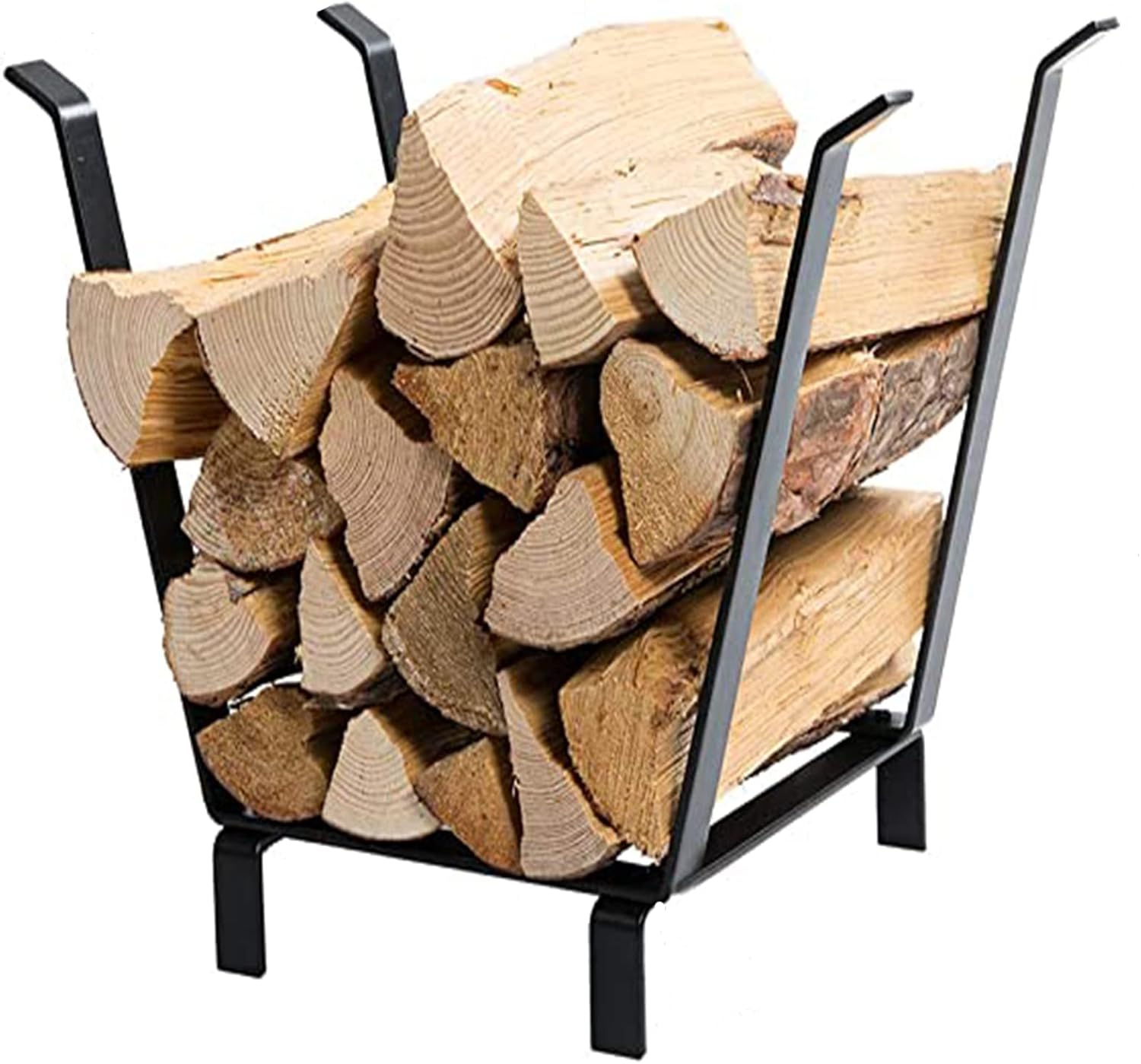 DOEWORKS 20 Inches Indoor/Outdoor Decorative Firewood Rack Log Carrier, Black