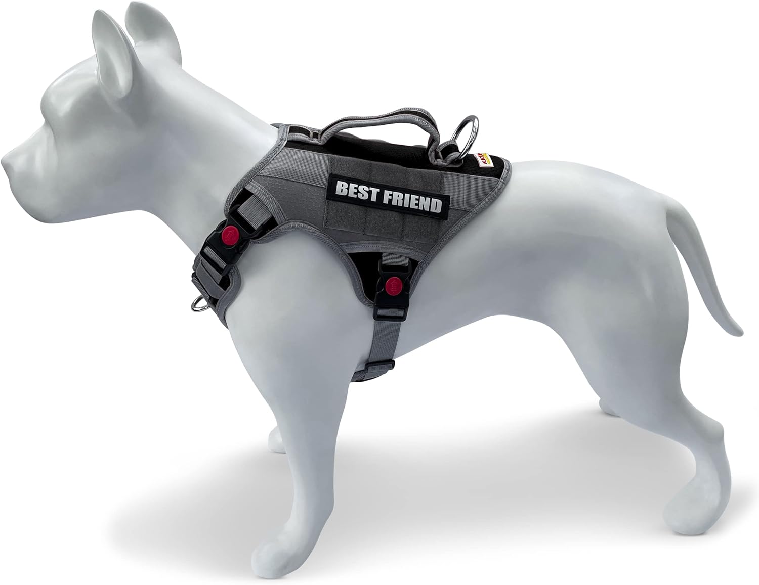 Albcorp Tactical Working Dog Vest Harness - No-Pull Service Dog Jacket with Reflective Hook & Loop Patches - Padded Handle, Front/Side Buckles with Quick Release Buttons, Adjustable Straps - Black, XL