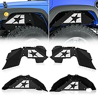 EYOUHZ Inner Fender Liners for 2007-2018 Jeep Wrangler JK/JKU - Front Rear Steel Mud Guards with Star Logo, 4PCS Bolt-On Protection