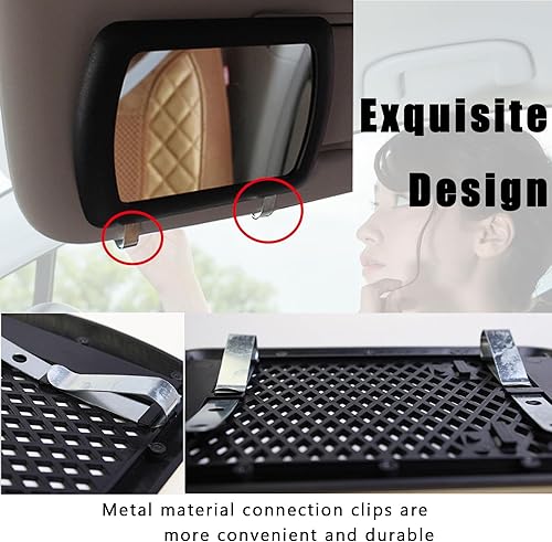 Miniatura 2 de ZYNQACC - Espejo para visera de automóvil, paquete de 2 unidades, espejo de tocador de maquillaje para automóvil, con clip, retrovisor, sombreado