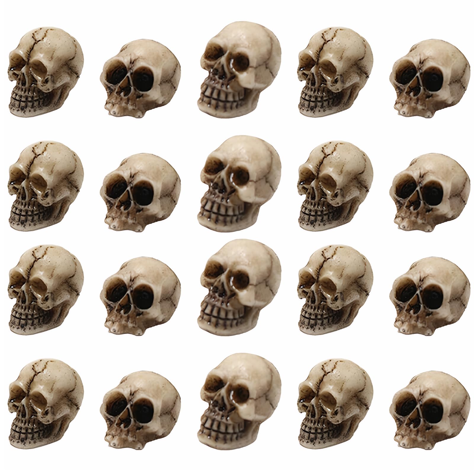 20 Pièces Mini Têtes de Squelette, Halloween Résine Tête De Crâne, Décor De Mini Crânes, pour Le Paysage Jardin en Pot décor, Carnaval, Maison Hantée, Fête d'horreur