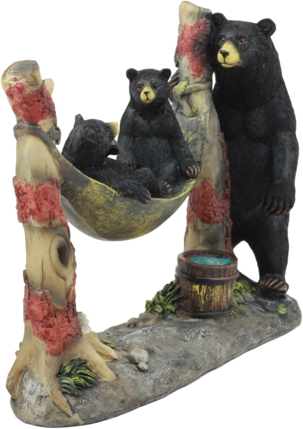 Ebros Wildlife Black Mother Bear and Cubs On Camping Hammock Statue Country Cabin Woodlands Decor for Hunters Campers Hikers