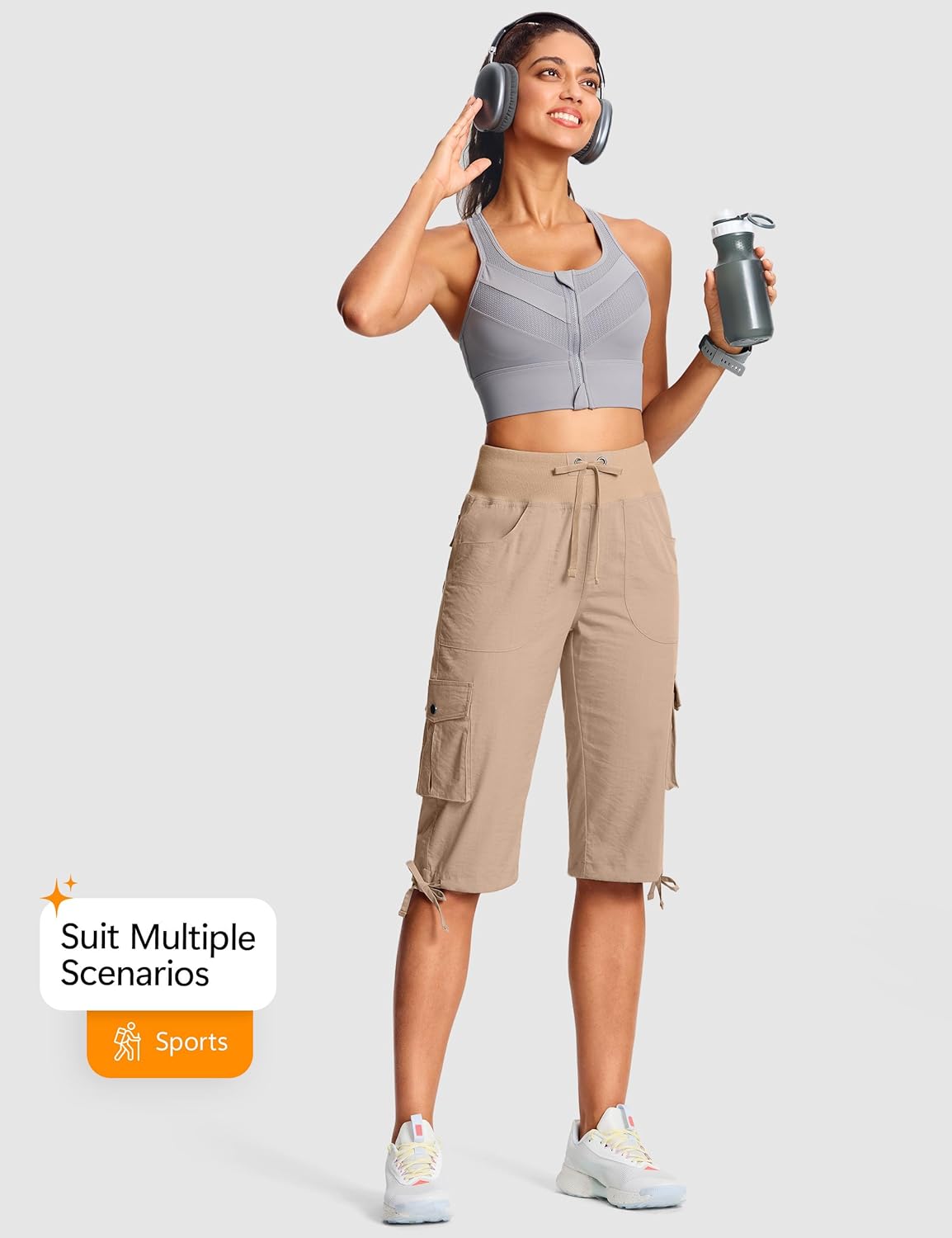 15"/ 18" Capri Pants for Women Cargo Hiking Pants Lightweight Women's Capris with 6 Pockets Summer Casual Travel - Image 6