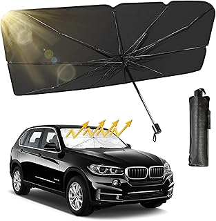 Generic Car Sun Shade Umbrella, Foldable Sun Shade for Car Sun Protection from UV Rays and Sun Rays Suitable for Most Cars (122 * 65 cm) - Easy to Use and Store