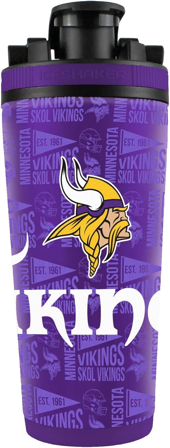 WinCraft Minnesota Vikings 26oz. 4D Stainless Steel Ice Shaker Bottle