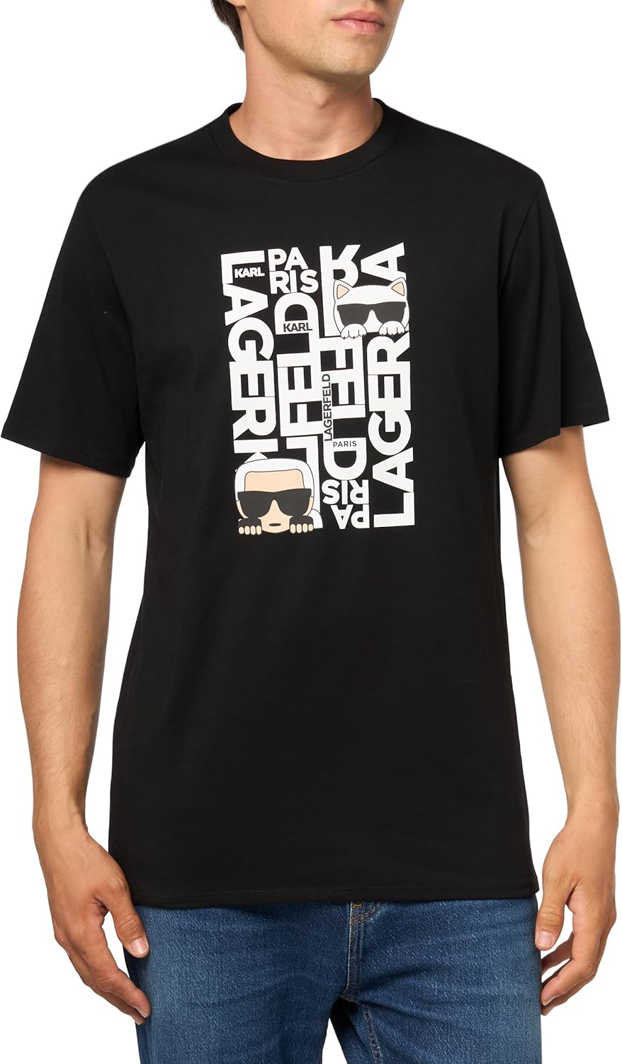 Karl Lagerfeld Men's Short Sleeve U-Neck Graphic T-Shirt