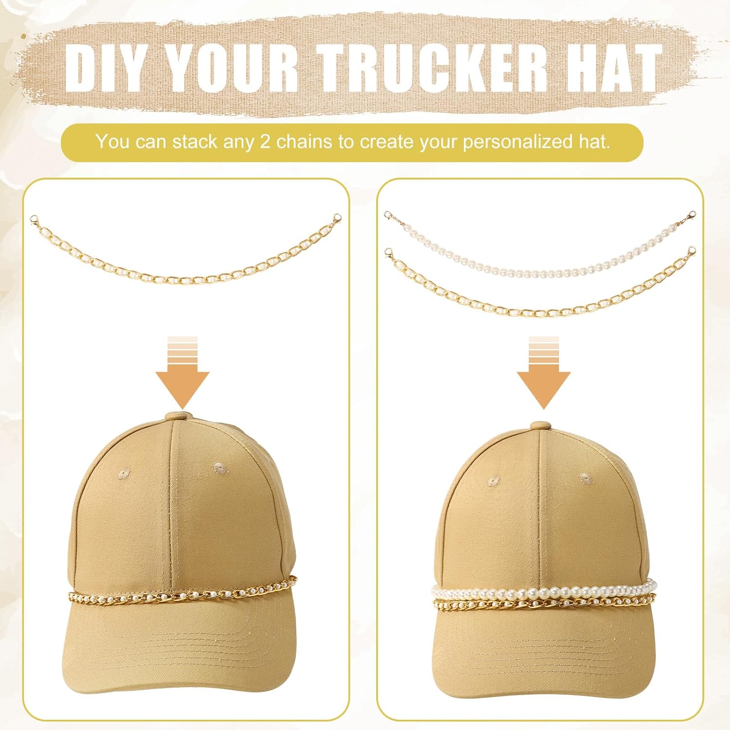 5pcs Trucker Hat Chains Cap Hat Chain Charms Accessories for Women Men