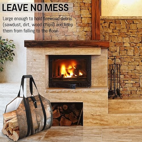 Miniatura 54 de Bolsa de transporte de leña de gallo, grande, duradera, para chimenea, accesorios para estufas de leña de 39 x 18 pulgadas, soporte para leña