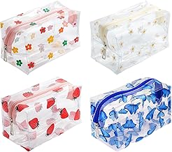 4 Pieces Transparent Cosmetic Bag, Waterproof Toiletry Bag, Portable Cosmetic Storage Bag, Simple Travel Storage Bag, Multifunction Storage Bag