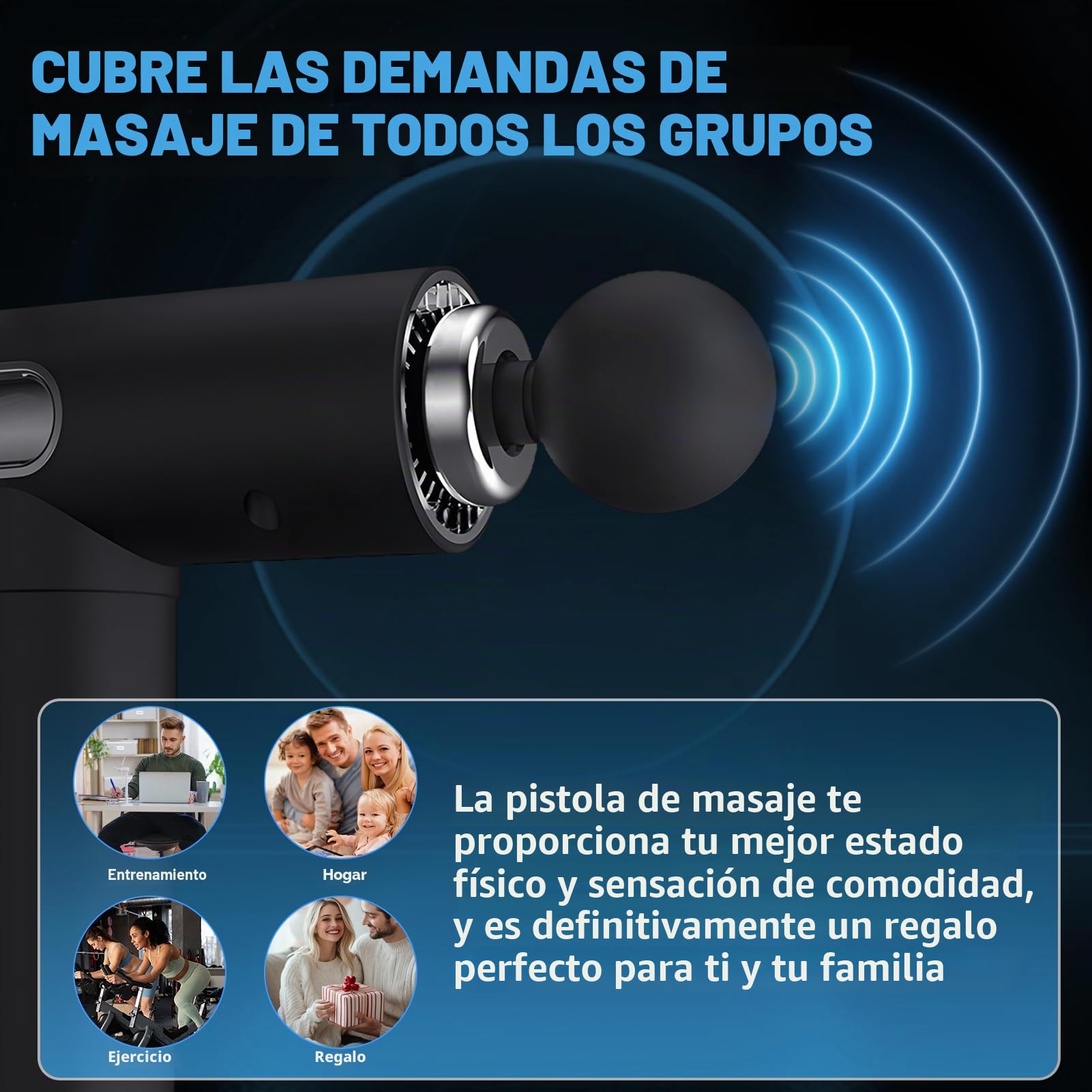 Pistola de Masaje Muscular, Masajeador Cervical y Espalda, Masajeador Muscular Profundo con 99 Velocidades, 10 Cabezales y Pantalla LED, Regalo para Hombre, Mujer, Papá y Mamá
