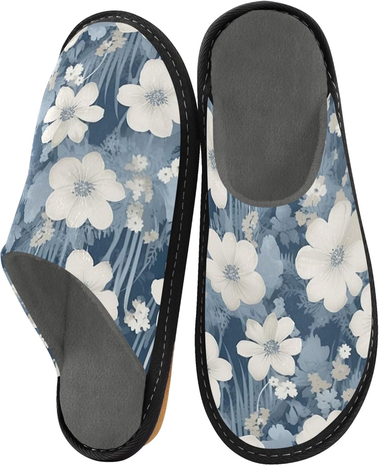 Boho Garden Flower House Slippers – Cozy Fuzzy Slippers for Guests, Washable & Disposable, Perfect for Shoeless Home, Spa & Hotel Use A110957