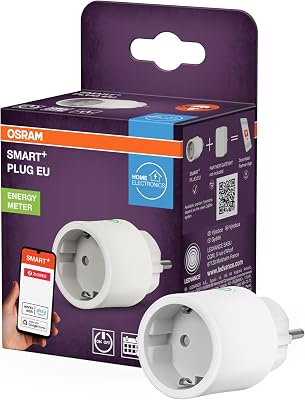 OSRAM SMART+ ZIGBEE prise UE en blanc, prise intelligente avec contrôle de la consommation d’énergie et technologie ZigBee pour intégrer appareils électriques dans système domotique