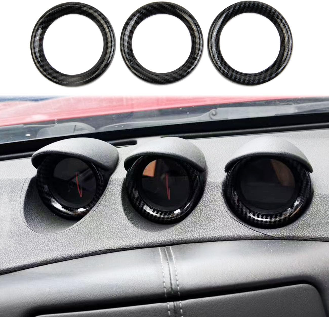 Carbon Fiber Style Center Console Instrument Panel Dashboard Frame Cover Trim Accessories for Nissan 370Z for Z/400Z (Outer Ring)