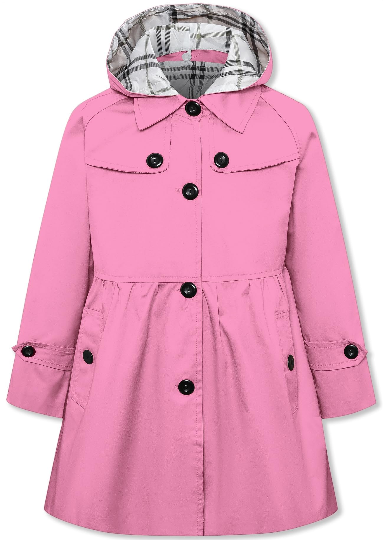 Betusline Girl's Single Breasted Trench Coat Hooded Dress Coat Outerwear