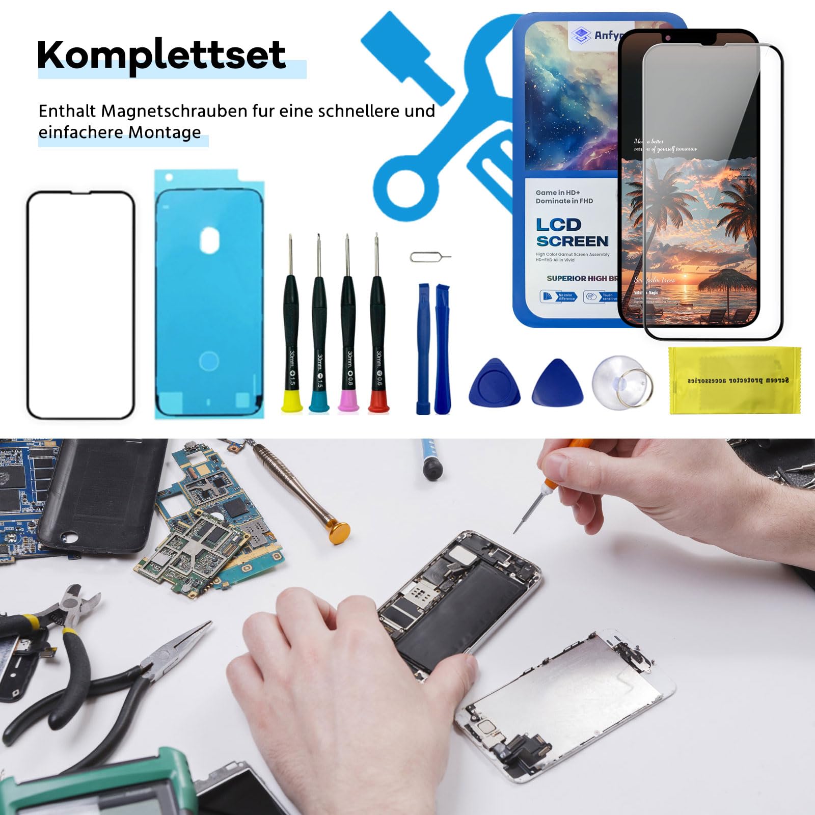 Wyświetlacz LCD do iPhone 16 Plus z Narzędzi Naprawczych 6,7 cala
