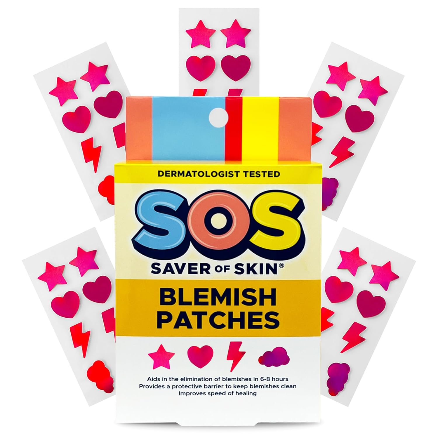 Fun Shape Blemish Patches - Fast Acting Hydrocolloid for Pimples Zits Acne and Face Blemishes - Latex-Free Vegan