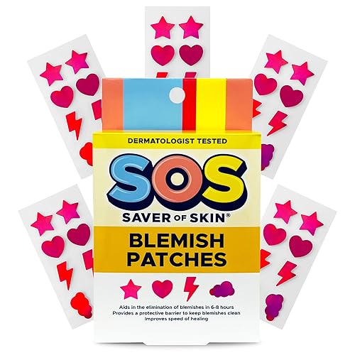 SOS Saver of Skin Parches holográficos de forma divertida rosa (40 unidades)  Hidrocoloide de acción rápida para espinillas, acné, acné y manchas