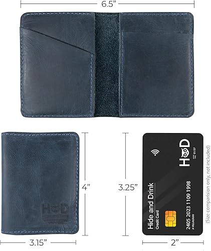 Miniatura 6 de Hide & Drink, Billetera plegable de cuero, con capacidad para hasta 8 tarjetas más billetes plegados, billetera minimalista para viajero, billetera