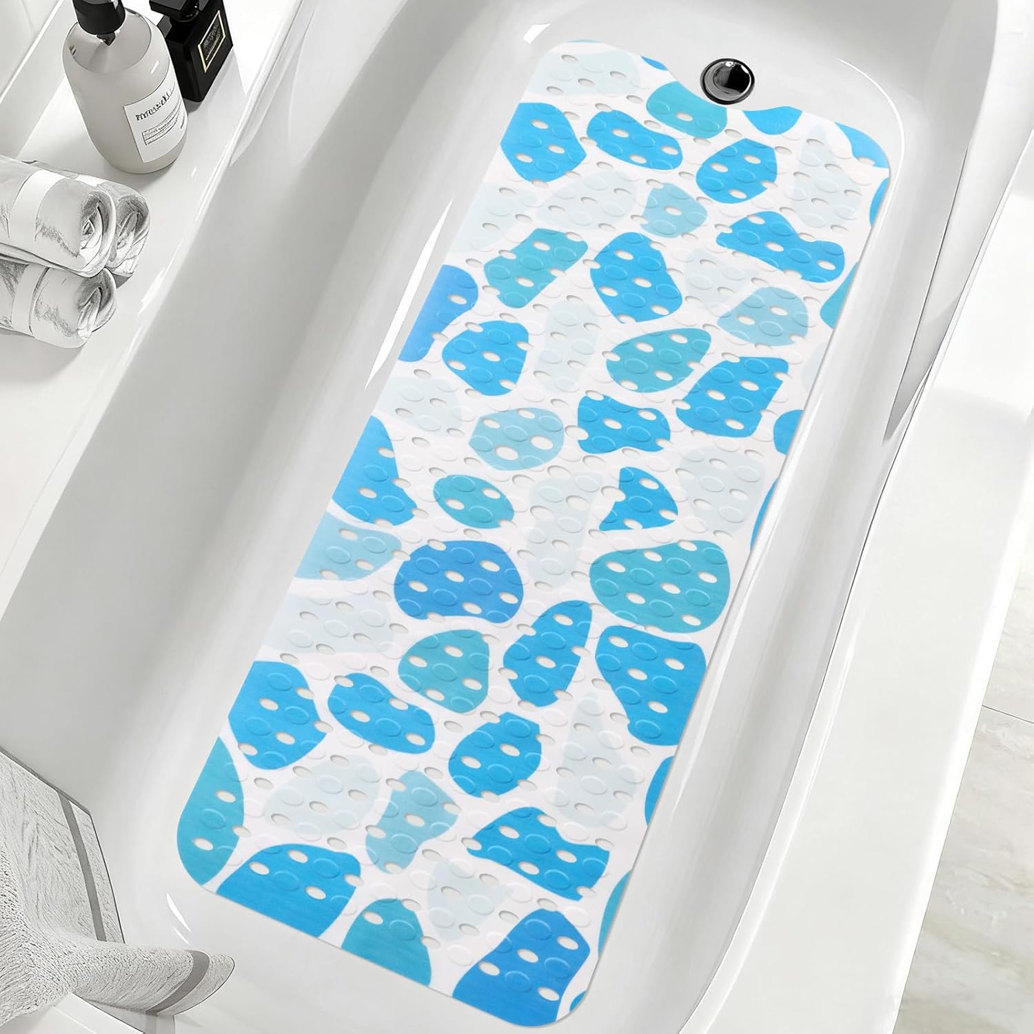 Shower Mat Non Slip, Yonala Premium Anti Slip Stylish Bath Tub Mat, 40 x 16 Inch Extra Large Bathtub Mat with Suction Cups and Drain Holes, Machine Washable