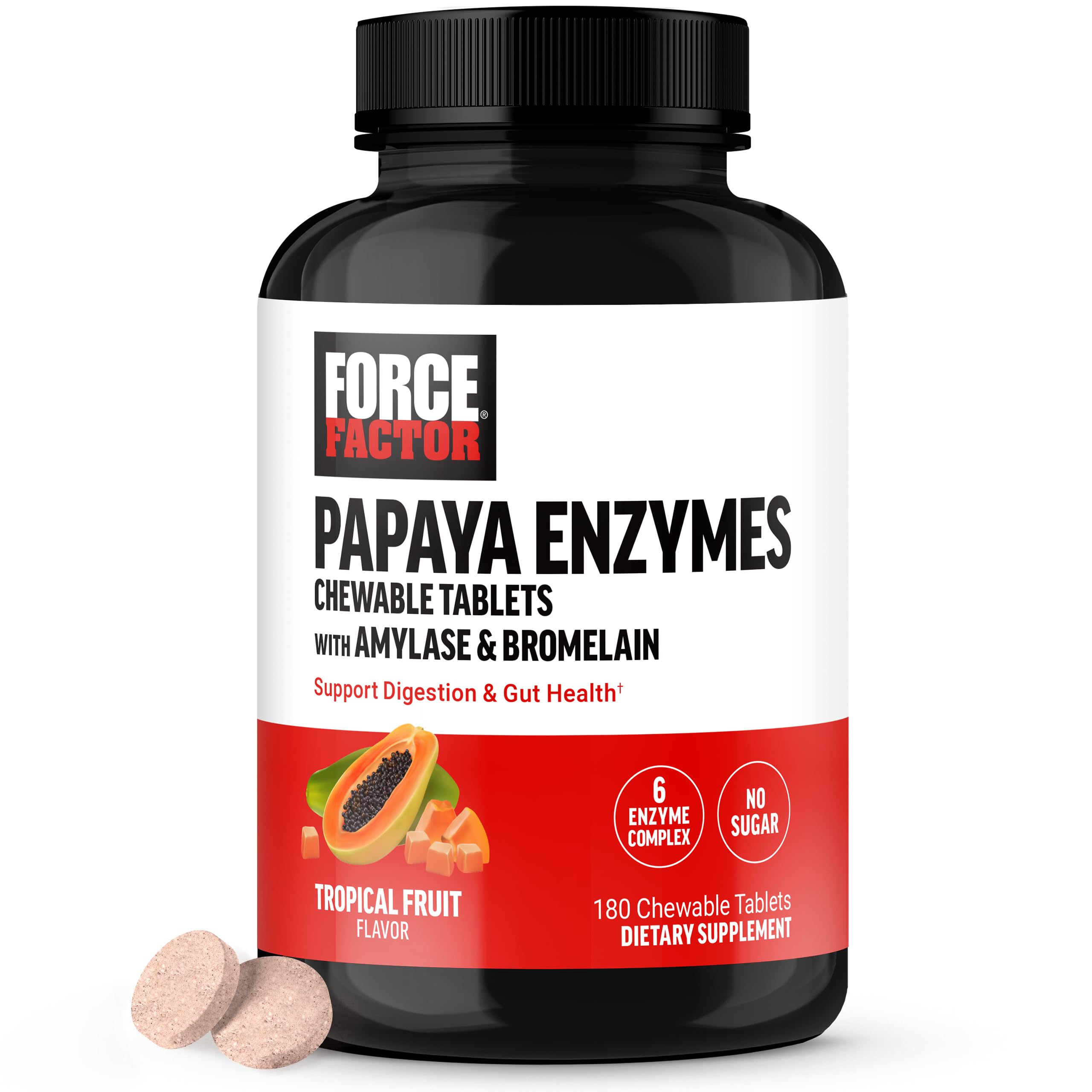Force Factor Papaya Enzymes Complex, Digestion Supplement &amp; Bloating Relief