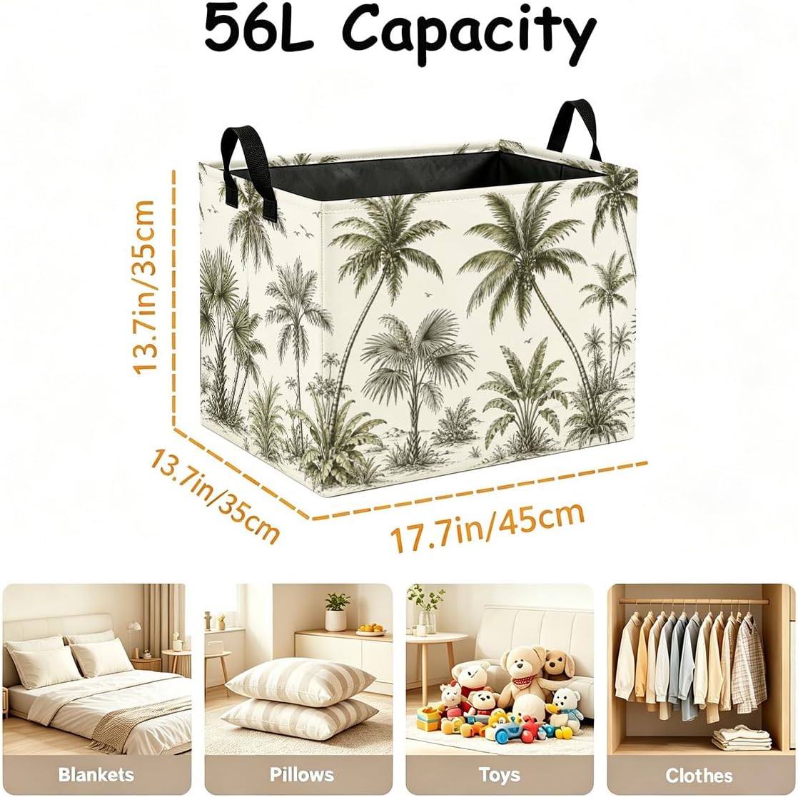 Palm Tree Storage Basket 56L, Tropical Laundry Hamper Gift Organizer image 4