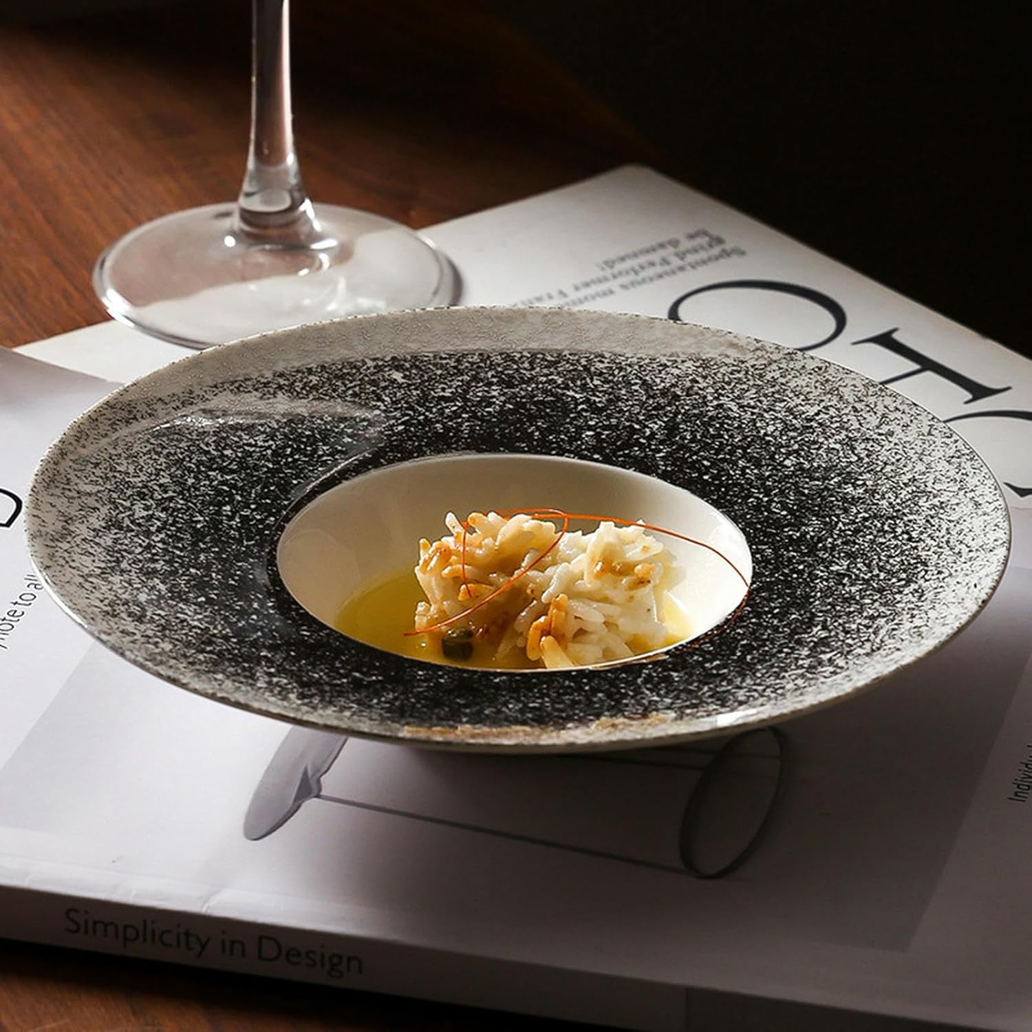 Nordic household simple gradient spray ceramic western food pasta dish -11 inch silver