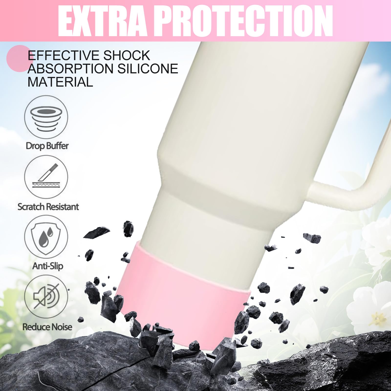 4 Pezzi Manicotto in Silicone per Stanley Cup, Copri Stivale in Silicone per Bottiglia d'Acqua, Copri Bottiglia d'Acqua, per Stanley Quencher Adventure 40oz e IceFlow 20oz 30oz