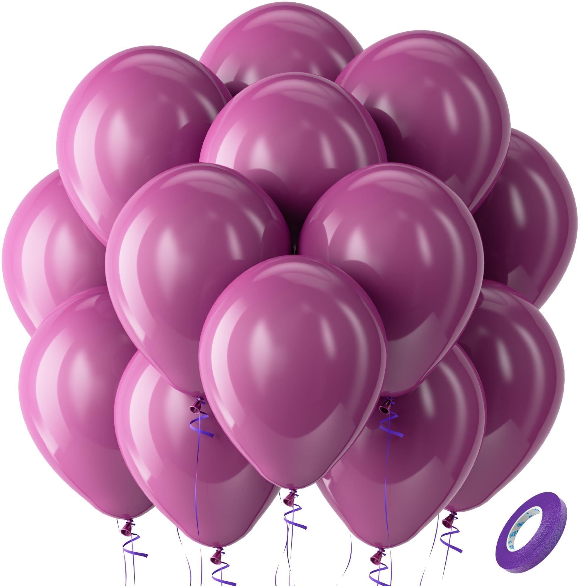 Bezente Dark Purple Latex Party Boho Neutral Balloons 100 Pack 12 inch | Dark Magenta Dusty Plum Royal Purple Balloons for Butterfly Birthday Wedding Anniversary Party Decorations
