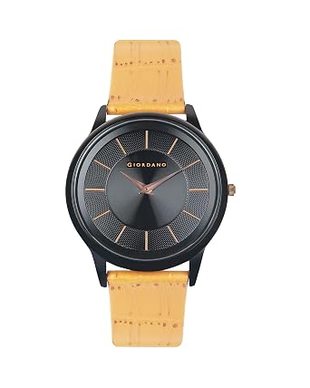 Giordano Formal Analog Watch for Men's Elegant Dial Style Water Resistant Casual Watch Round Shape with Metal Case Leather Belt Wrist Watch for Men - -GD4101
