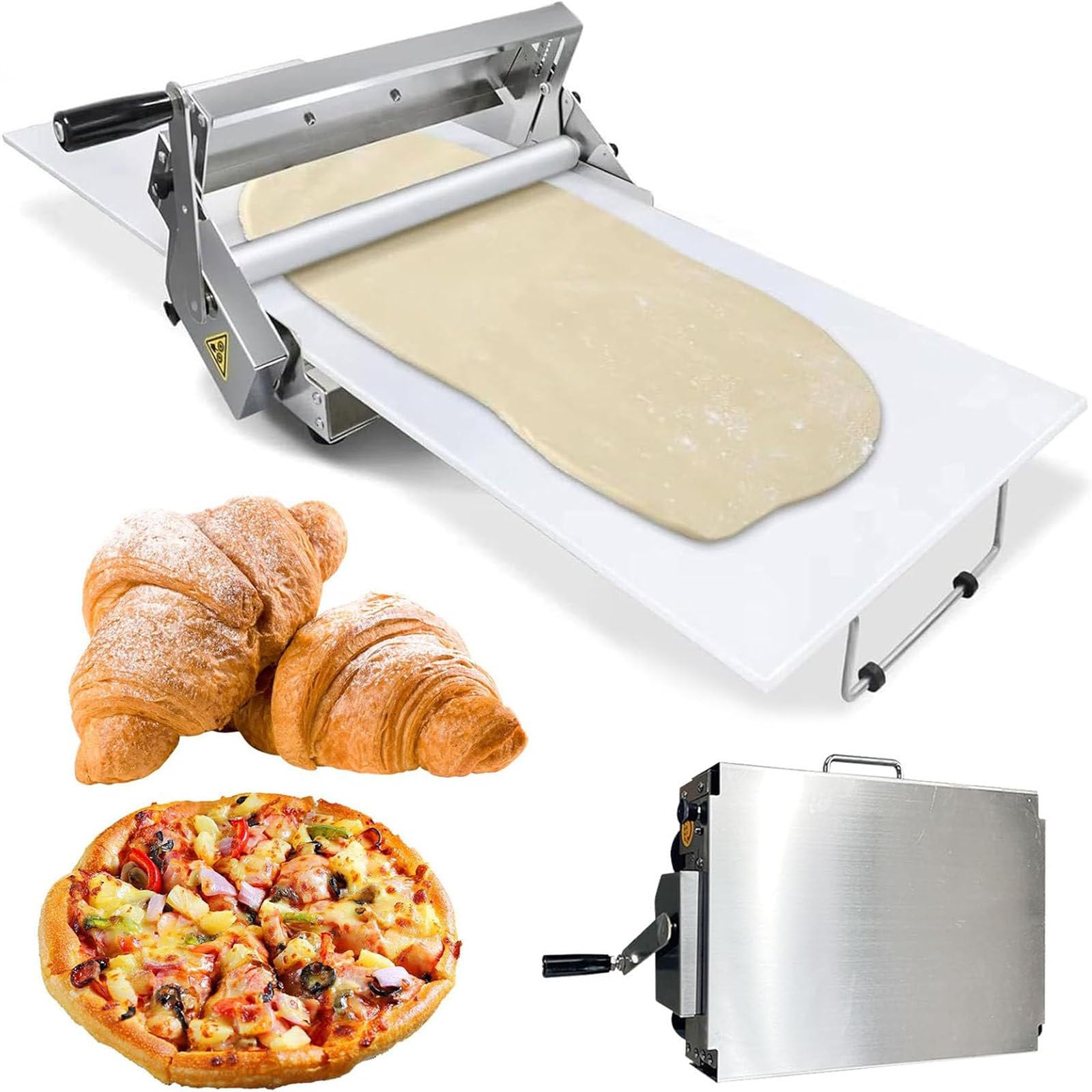 Rodillo de masa de acero inoxidable, grosor ajustable para creaciones perfectas de pastelería y panadería