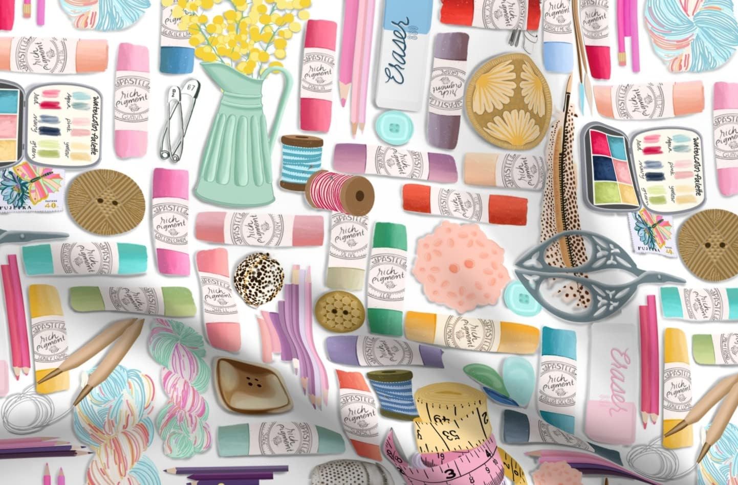 Spoonflower Fabric - Arts Pattern Paint Art Knitting Pastels Printed on Upholstery Velvet Fabric Fat Quarter - Upholstery Home Decor Bottomweight Apparel