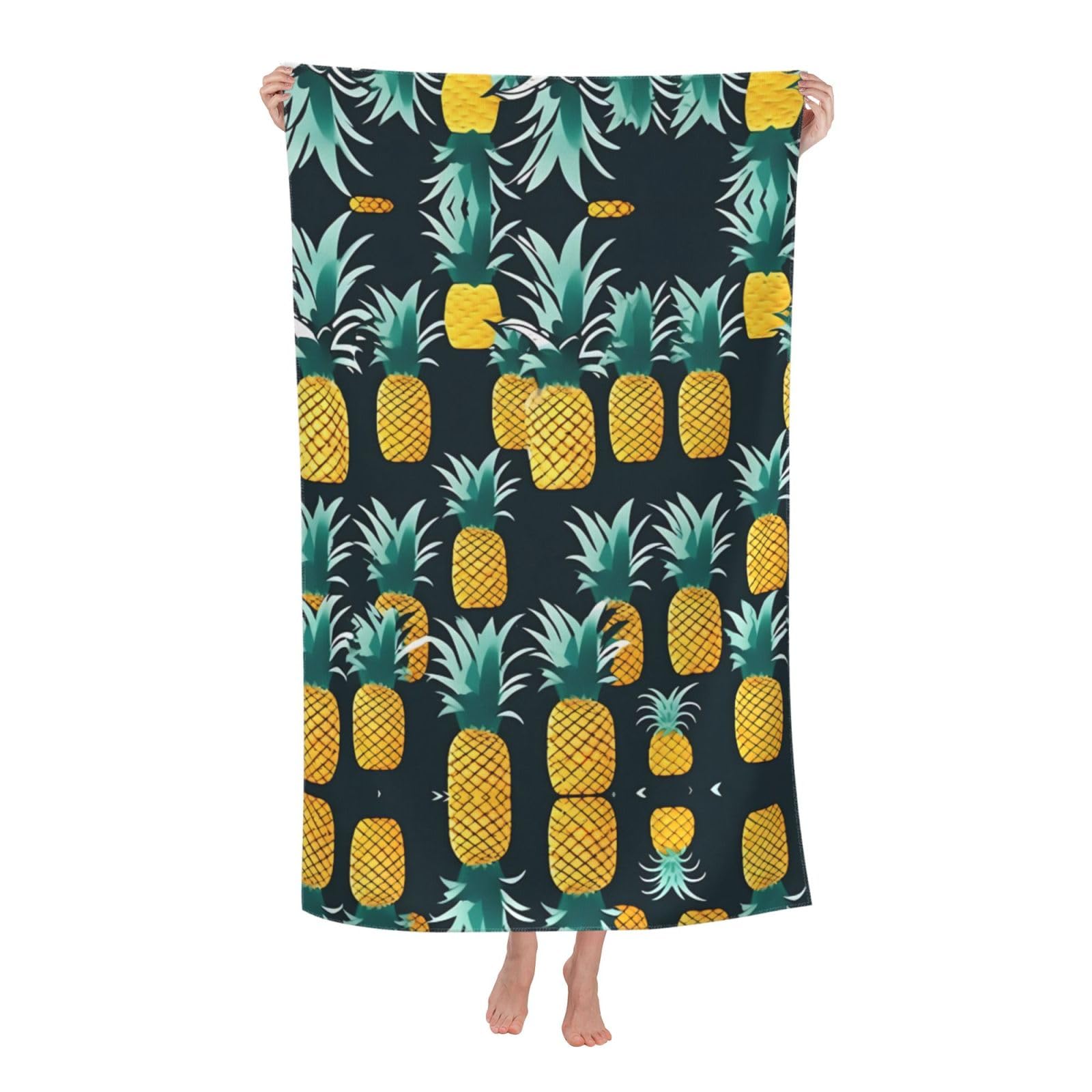 Oazcvbnn Women's White Pineapple Print Adult Beach Towel Summer Travel Pool Vacation Swimming Fitness Outdoor Adventures